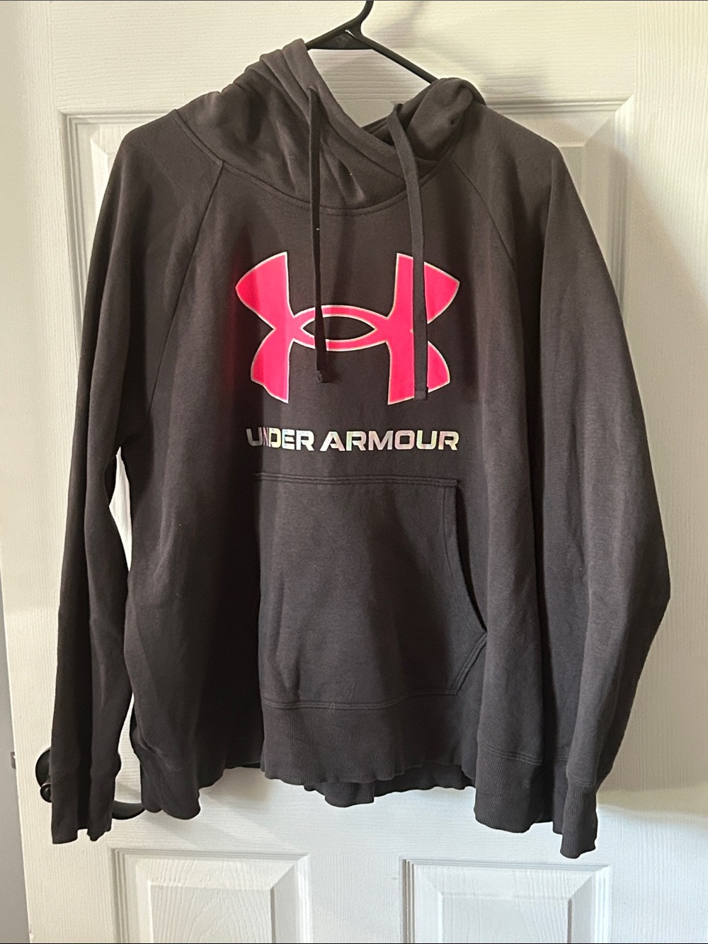 Under Armour Dark Gray Hoodie with Pink Logo
